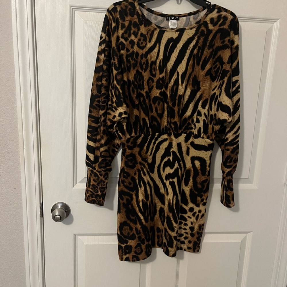 Leopard Print Long Sleeve Dress